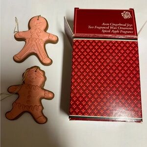 Avon Gingerbread Wax Ornaments - Pink and Brown